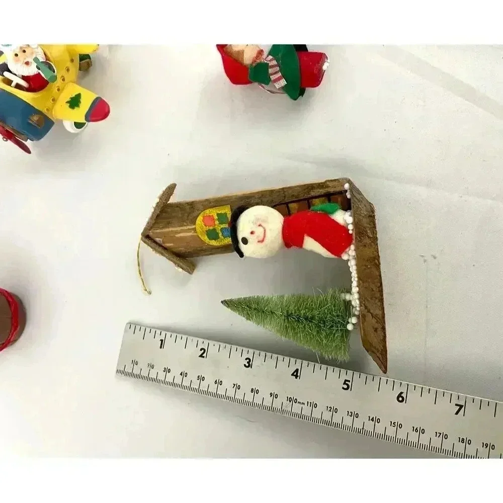 10x‎ VTG Holiday Ornaments Christmas Snowman Santa Plane Dolls Decor 1990s